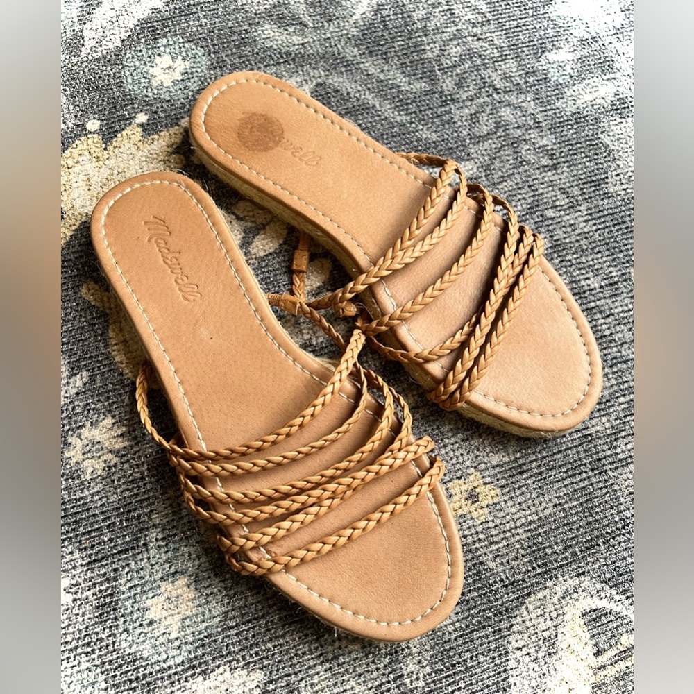 Madewell The Kathryn Espadrille Slide Sandal In Leather